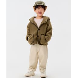 Áo khoác kid YODY áo ấm giả lông cừu có mũ ấm áp cho bé KCJA26F003 3