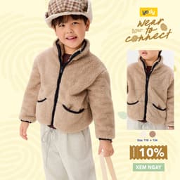 Áo Khoác Lông Kids Cổ Trụ YODY giả lông cừa mềm mịn, giữ ấm tốt KCJA26F004 1