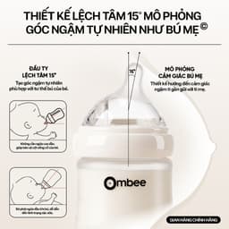 Bình Sữa Ombee Chất Liệu PPSU Cổ Rộng Chống Sặc Chống Đầy Hơi Núm Ti Mềm 90ml/170ml/270ml 4