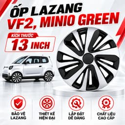 Combo Ốp Lazang Vinfast Minio Green, VF2 Size R13, Ốp Mâm Cho Các Dòng Xe Ô Tô Bánh 13inch, Tự Lắp Đặt Dễ Dàng Tại Nhà 6