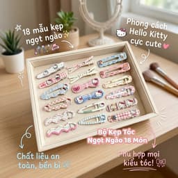 Set 18 Kẹp Tóc Tone Màu Pastel Họa Tiết Mèo Hoạt Hình Kẹo Ngọt Đáng Yêu T985 1
