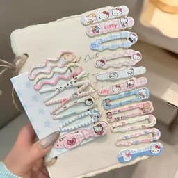 Set 18 Kẹp Tóc Tone Màu Pastel Họa Tiết Mèo Hoạt Hình Kẹo Ngọt Đáng Yêu T985 6