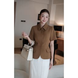 Áo Peplum Cổ Đức Khuy Titan Chất Chéo Thái MACI MCAABNA0418 Thời Trang Nữ Thiết Kế Độc Quyền 2