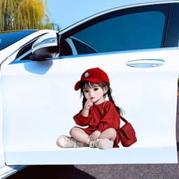 [Hỏa Tốc] Decal Dán Xe Hơi Hình Bé Gái  Áo Đỏ Dễ Thương Chống Thấm Nước - Tem Dán Trang Trí Sành Điệu, Nổi Bật 8