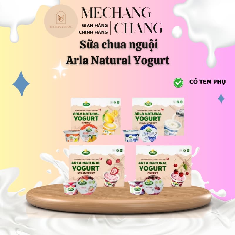[GIÁ CỰC TỐT] Sữa chua Arla đủ vị tự nhiên, xoài, cherry, dâu cho bé từ 1y+