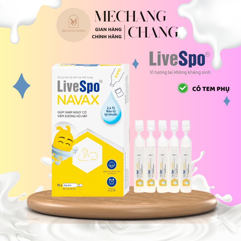 [T1/2028] Dung dịch vệ sinh tai mũi họng Livespo Navax (10 ống x 4ml) giảm nguy cơ viêm đường hô hấp