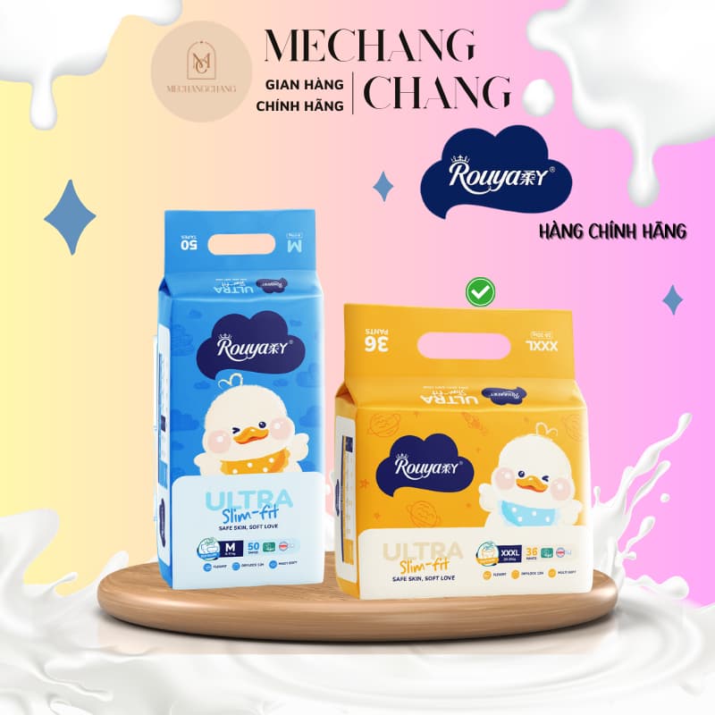 [HÀNG CHÍNH HÃNG] Tã/bỉm vịt vàng Rouya Ultra Siêu mềm mại, siêu thấm hút, an toàn size cho bé 6- 24kg nội địa Trung