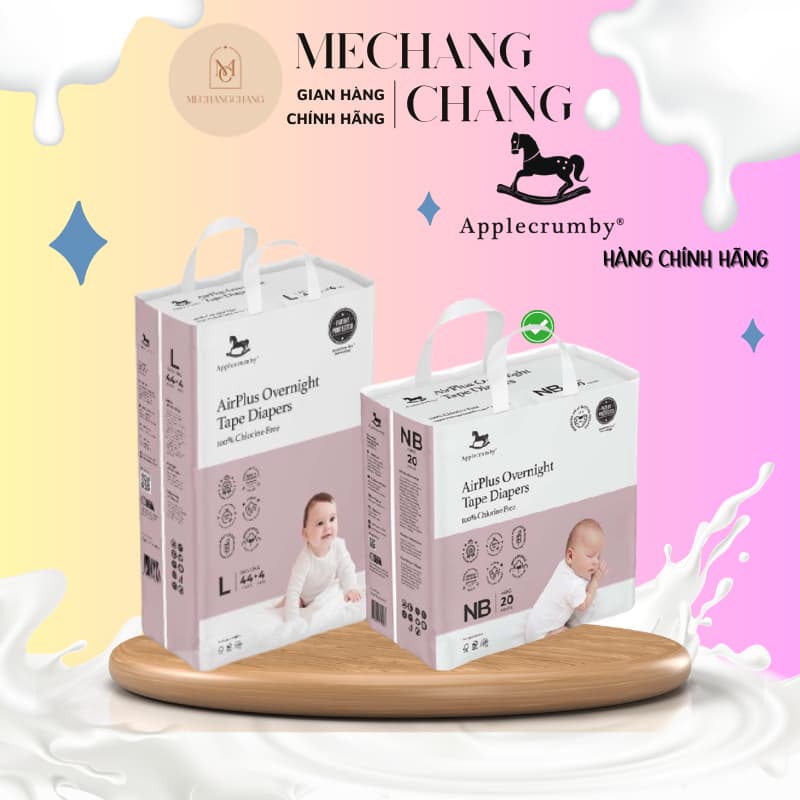 [GIÁ CỰC TỐT - CHÍNH HÃNG] Tã bỉm ngựa applecrumby chính hãng cao cấp NB4/S24/M42/L36 (dán),M22/L20/XL18/XXL16 quần)
