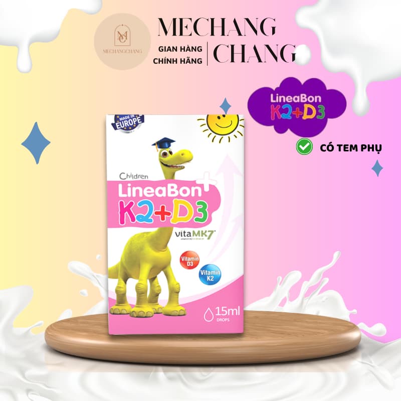 [ CHÍNH HÃNG] [Date 4/2028] LineaBon D3K2 hồng 15ml tinh khiết hỗ trợ hấp thu canxi dạng nhỏ giọt tiện lợi cho trẻ