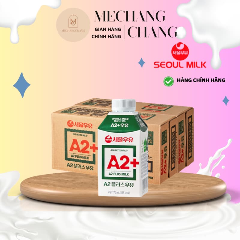 [Date 02.27][ Hàng nhập khẩu]  Sữa A2 Plus Milk Seoul Milk Hàn Quốc 170ml Thùng 18 Hộp