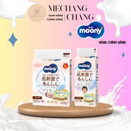 Tã dán / quân  Moony trắng Dịu Nhẹ siêu cao cấp NB62+4/S58+2/M46/L38 1