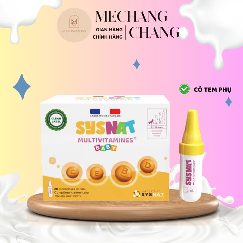 [Date T2/2029] Siro bổ sung Vitamin Sysnat Multivitamines Baby cho bé từ 6m hộp 20 ống Pháp nhập khẩu