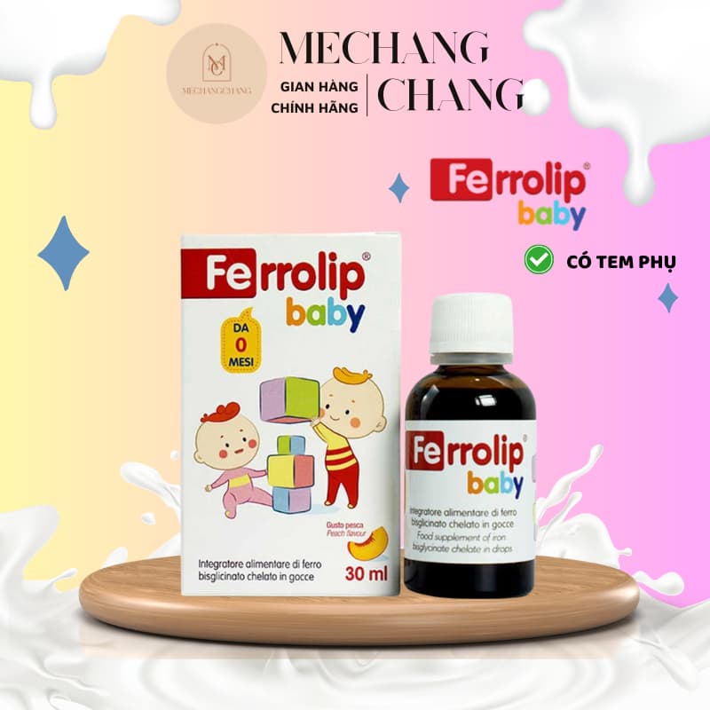 [T8/2028] Bổ Sung Sắt Hữu Cơ FERROLIP BABY dạng siro vị đào thơm dung tích 30ml