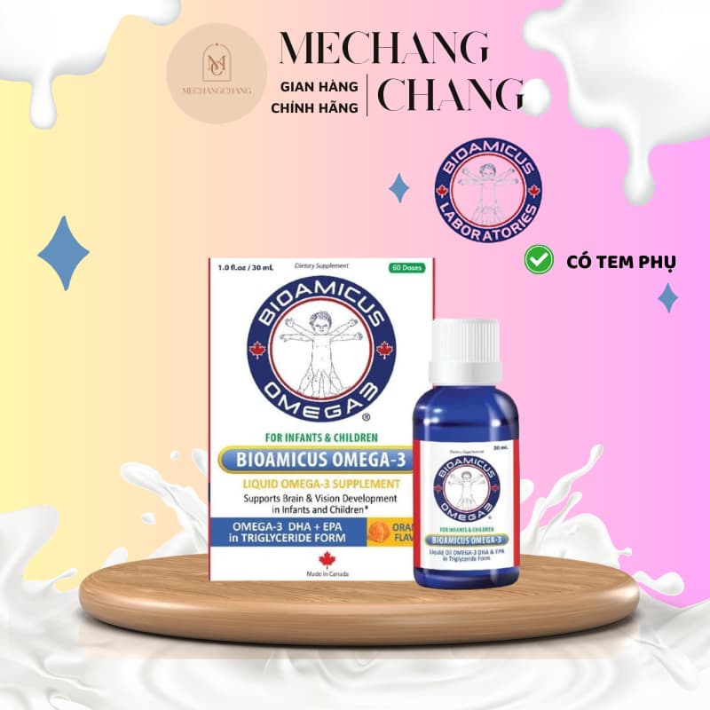 [CHÍNH HÃNG - DATE T5.2028] Vitamin bổ sung Omega3 Bioamicus hỗ trợ phát triển thị giác và trí não,