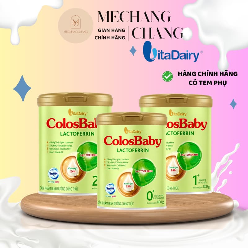 [CHÍNH HÃNG] Sữa Colosbaby Lactoferin đủ số 0+1+2+ 800gr Vitadairy hỗ trợ tiêu hóa đề kháng