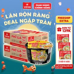 [COMBO SỐC] Combo 2 Thùng 24 Tô Phở Bò/ Phở Gà Thịt Thật VIFON 90gr Tiện Lợi và Đủ Dinh Dưỡng 2