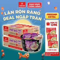 [COMBO SỐC] Combo 2 Thùng 24 Tô Phở Bò/ Phở Gà Thịt Thật VIFON 90gr Tiện Lợi và Đủ Dinh Dưỡng 1