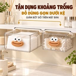 Hộp Đựng Tăm bông - Đựng bông tẩy trang gắn dưới gầm bàn kéo ra kéo vô dễ dàng tiện lợi home1511
 4