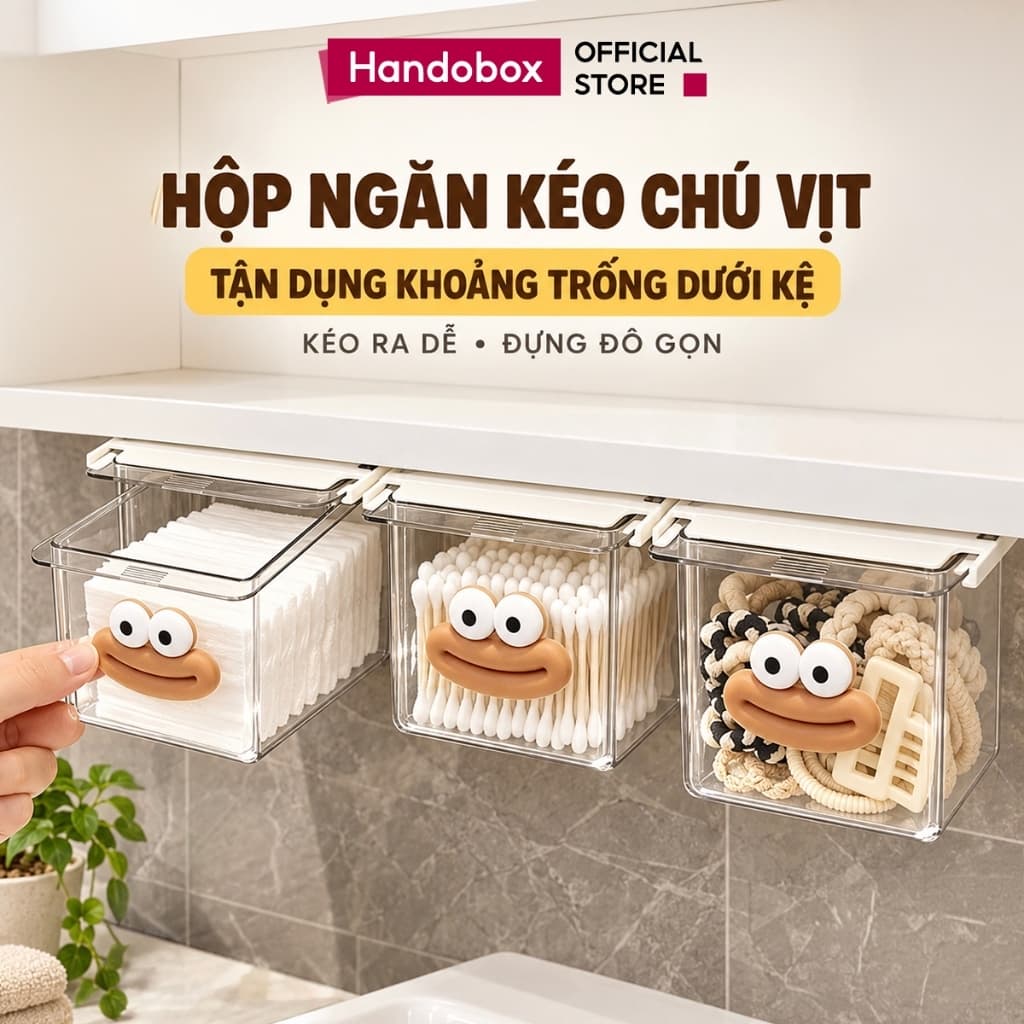 Hộp Đựng Tăm bông - Đựng bông tẩy trang gắn dưới gầm bàn kéo ra kéo vô dễ dàng tiện lợi home1511
