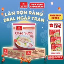 [VOUCHER HOT 10%] Thùng 50 gói Cháo Thịt Bò/ Thịt Bằm/ Sườn/ Trứng Muối/ Nấm Đông Cô VIFON có Gói Thịt Thật  70gr / Gói 3