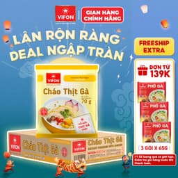 [VOUCHER HOT 10%] Thùng 50 gói Cháo Thịt Bò/ Thịt Bằm/ Sườn/ Trứng Muối/ Nấm Đông Cô VIFON có Gói Thịt Thật  70gr / Gói 6