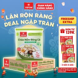 [VOUCHER HOT 10%] Thùng 50 gói Cháo Thịt Bò/ Thịt Bằm/ Sườn/ Trứng Muối/ Nấm Đông Cô VIFON có Gói Thịt Thật  70gr / Gói 5