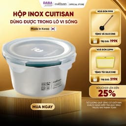 Hộp Đựng Thực Phẩm Cuitisan Simple Tròn Inox 304 Cao Cấp  DÙNG TRONG LÒ VI SÓNG, MADE IN KOREA, an toàn, bảo hành 2 năm 1