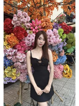 [LYNLUX] Đầm Đen Dáng A Phối Nơ Ngực Ngọt Ngào, Váy Hai Dây Ôm Body Tôn Dáng Chất Thun Dày Dặn Co Giãn Cao Cấp 1