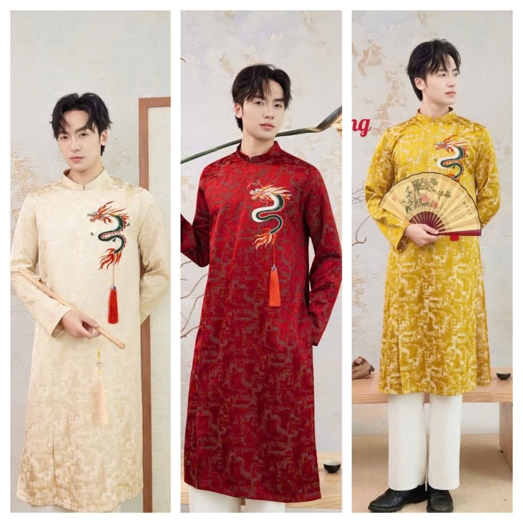 Áo dài Nam Đình Long 3 màu - chất liệu gấm xà cừ dày dặn - mềm mại lên form cực đỉnh - tà dài 110cm