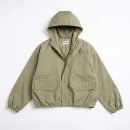 Áo Khoác Nữ Kaki 2 Lớp Có Mũ GOOAN MOSSY Lót Dù Form Rộng Dáng Lửng Bo Chun Mùa Thu Phong Cách Hàn Quốc Đi Học Đi Chơi 3