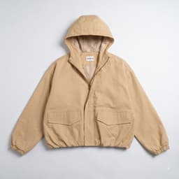 Áo Khoác Nữ Kaki 2 Lớp Có Mũ GOOAN MOSSY Lót Dù Form Rộng Dáng Lửng Bo Chun Mùa Thu Phong Cách Hàn Quốc Đi Học Đi Chơi 4