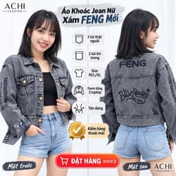Áo Khoác Jean Nữ FENG — Form Lửng Croptop Tôn Dáng, 3 Màu Rêu Loang/Xám/Xanh, Size M-L-XL (40-70kg) 4