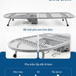 Cầu Là Để Bàn Gấp Gọn GKÖCH Germany HWIB.1335DF-13, 33x89cm Có Khay Để Bàn Là, Móc Treo Tiện Dụng 7