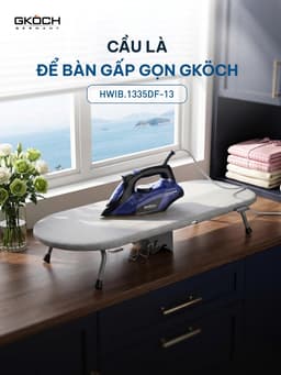 Cầu Là Để Bàn Gấp Gọn GKÖCH Germany HWIB.1335DF-13, 33x89cm Có Khay Để Bàn Là, Móc Treo Tiện Dụng 12