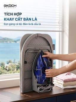 Cầu Là Để Bàn Gấp Gọn GKÖCH Germany HWIB.1335DF-13, 33x89cm Có Khay Để Bàn Là, Móc Treo Tiện Dụng 15