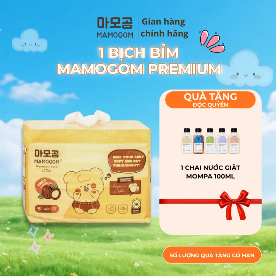 [MAMOGOM]Tã Bỉm Premium Đủ Size mềm mại, thấm hút tốt cho bé NB, S, M, L, 2XL