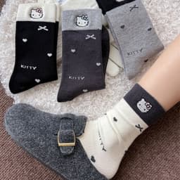 [Freesize] Tất Nữ Cổ Cao Họa Tiết Mèo Hoạt Hình Thắt Nơ Dễ Thương T988 9