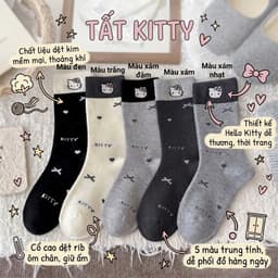 [Freesize] Tất Nữ Cổ Cao Họa Tiết Mèo Hoạt Hình Thắt Nơ Dễ Thương T988 1