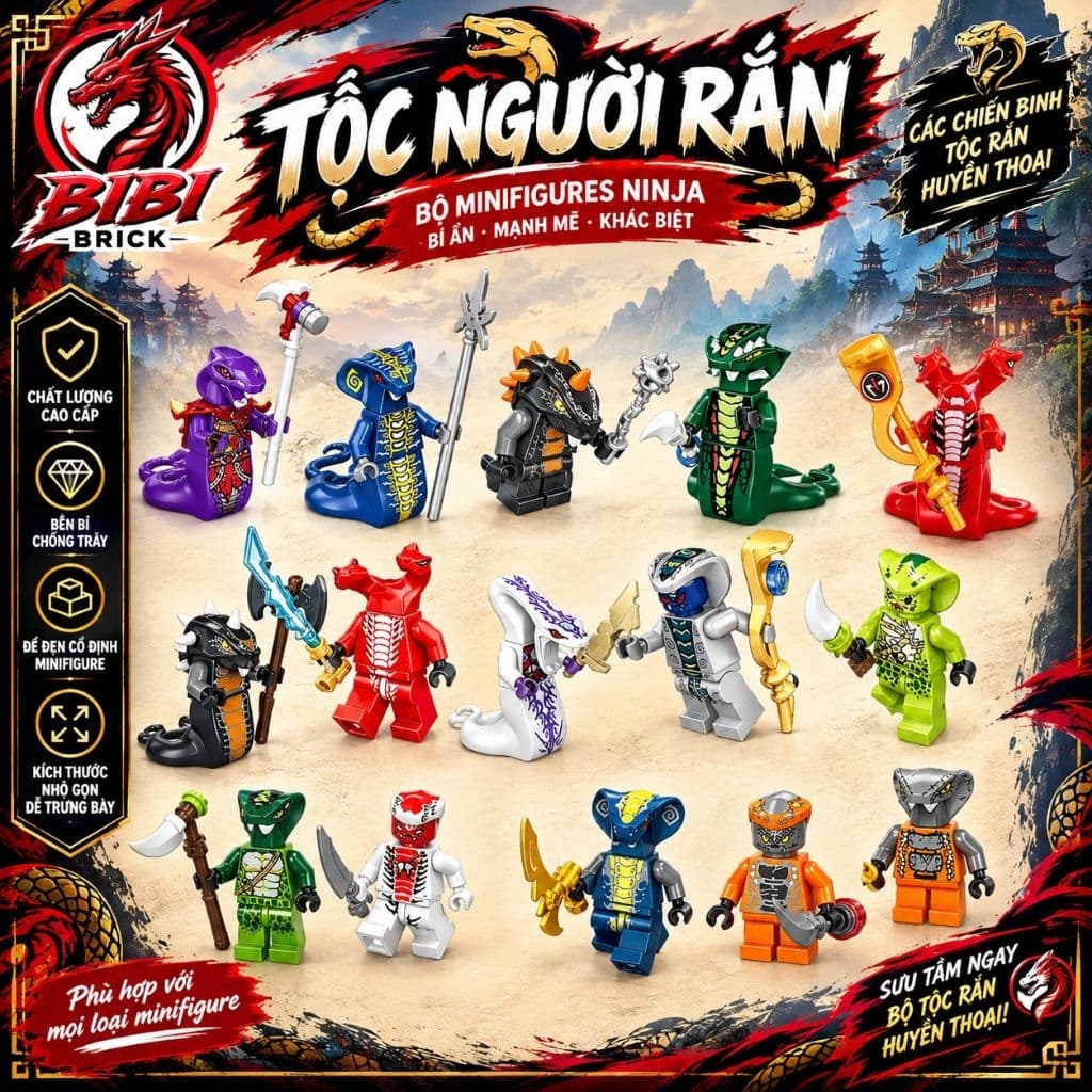 [IN LƯNG]Mô Hình Lắp Ghép Minifigures Các Tộc Rắn Ninjago-Minifigures Ninjago Seasson 1