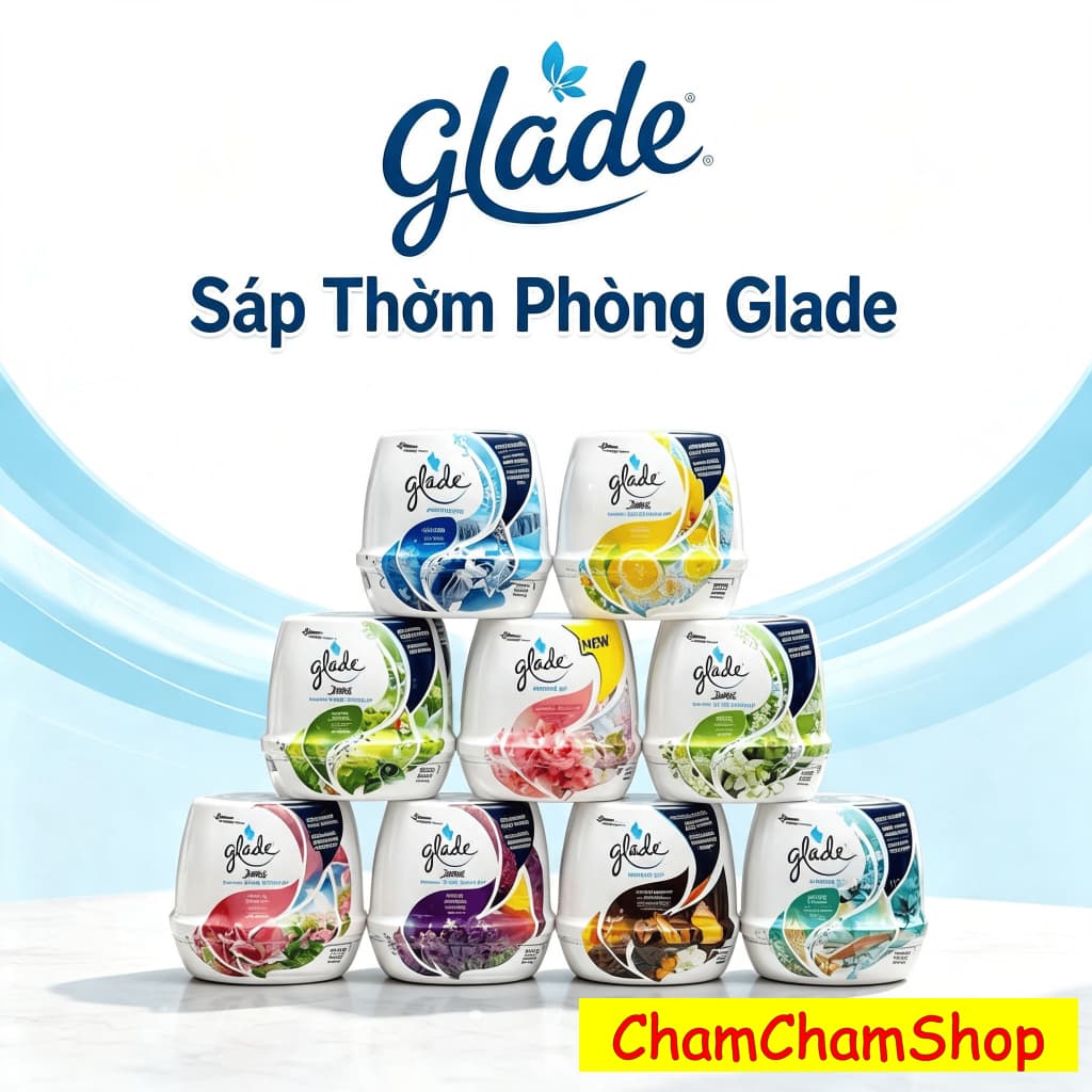 Bộ 2 Hũ Sáp Thơm GLADE 180g – Khử Mùi, Làm Thơm Không Gian – Nhiều Mùi Hương