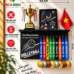 Kệ Treo Huy Chương & Cúp Thể Thao: Pickleball, Cầu Lông, Bóng Đá, Bơi - In Tên Cá Nhân Hóa  3