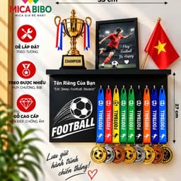 Kệ Treo Huy Chương & Cúp Thể Thao: Pickleball, Cầu Lông, Bóng Đá, Bơi - In Tên Cá Nhân Hóa  2