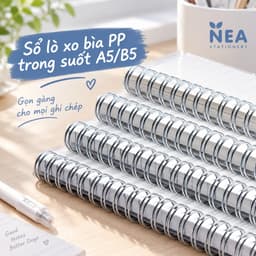 Sổ lò xo bìa PP trong suốt A5/B5 — kẻ ngang ô vuông học bài 3