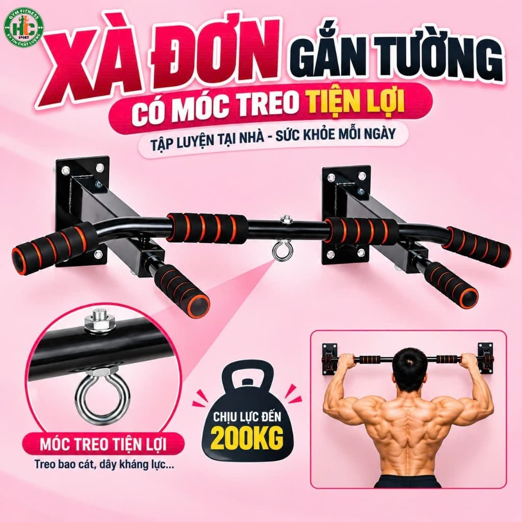 Xà  Gắn Tường Đa Năng P90X Kèm Ốc Vít Nở Có Móc Treo Ròng Rọc
