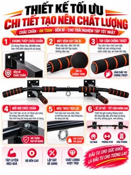 Xà  Gắn Tường Đa Năng P90X Kèm Ốc Vít Nở Có Móc Treo Ròng Rọc 4