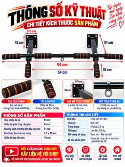 Xà  Gắn Tường Đa Năng P90X Kèm Ốc Vít Nở Có Móc Treo Ròng Rọc 6