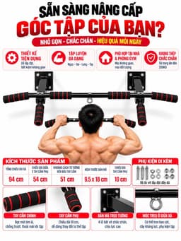 Xà  Gắn Tường Đa Năng P90X Kèm Ốc Vít Nở Có Móc Treo Ròng Rọc 8