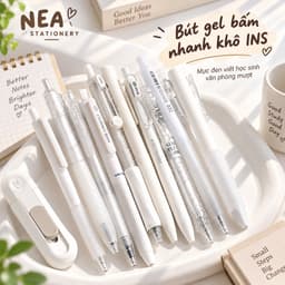 Bút gel bấm nhanh khô INS — mực đen viết học sinh văn phòng mượt 1