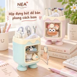 Hộp đựng bút để bàn phong cách kem – ống cắm bút đa năng cute 2