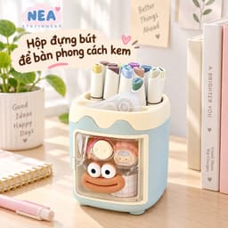 Hộp đựng bút để bàn phong cách kem – ống cắm bút đa năng cute 6